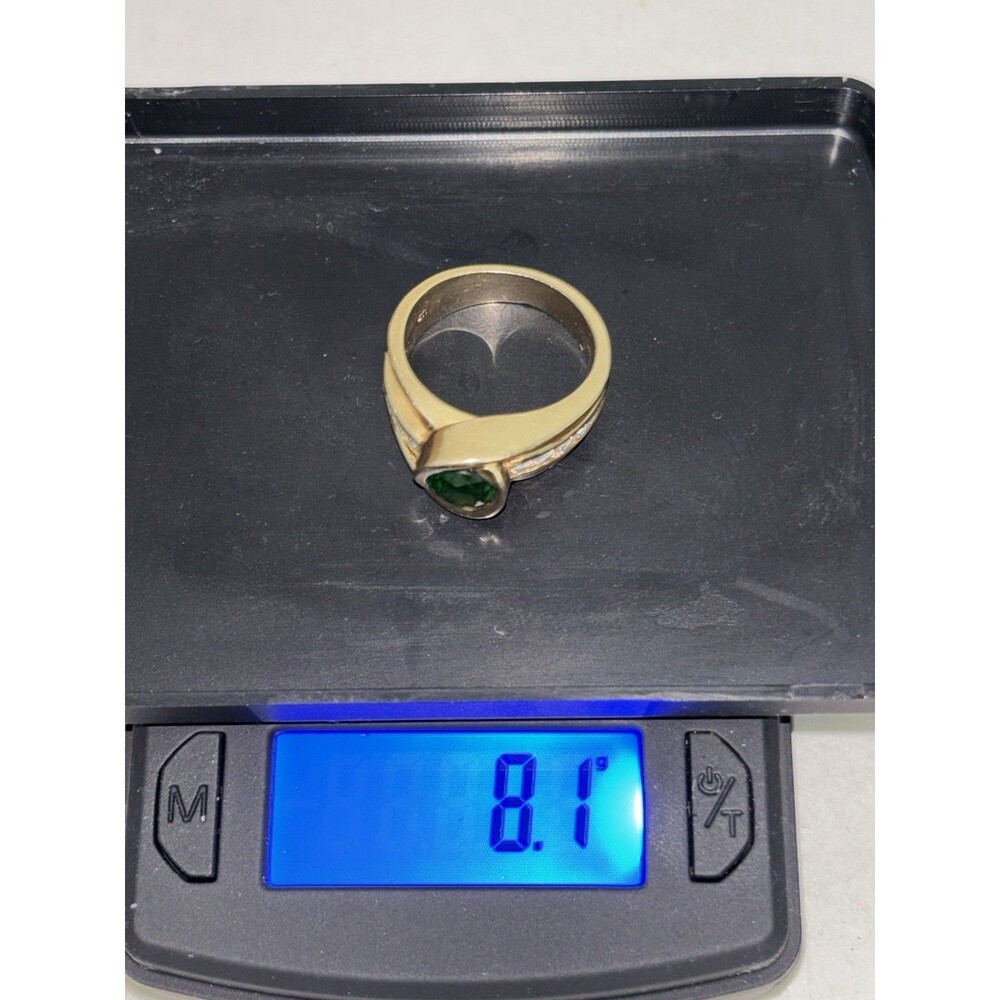 14k Green Tourmaline And Diamond Ring Size 5.75 - Picture 8 of 9